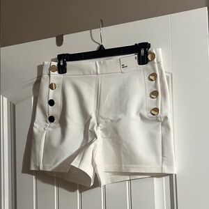Express White High Waist Shorts with Gold Buttons